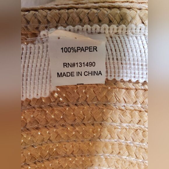 Paper Sun Hat w/Blue and White Hat Band - Picture 8 of 8